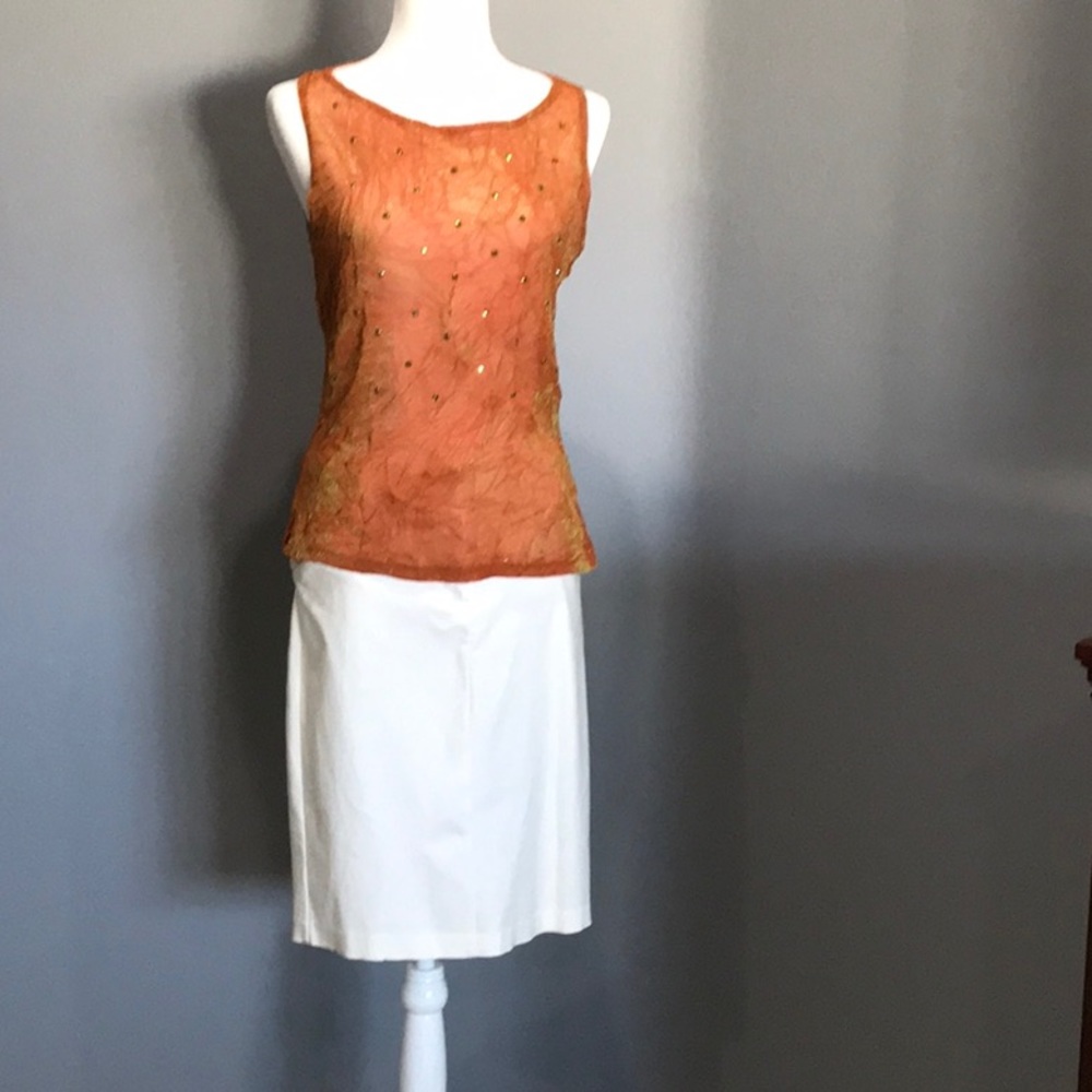 Orange with green iridescent top